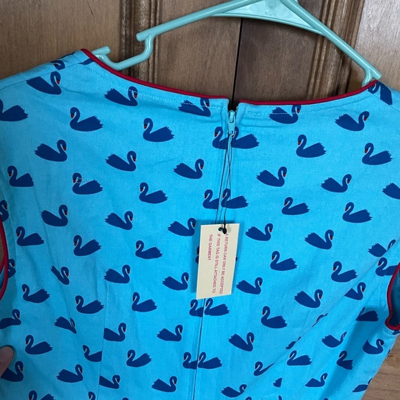Lindy bop pin up blue swan pattern retro vintage style dance dress - Picture 8 of 11